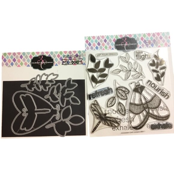 Colorado Craft Company Majestic Moth Big & Bold Metal Dies & Clear Stamps Set - Picture 1 of 4